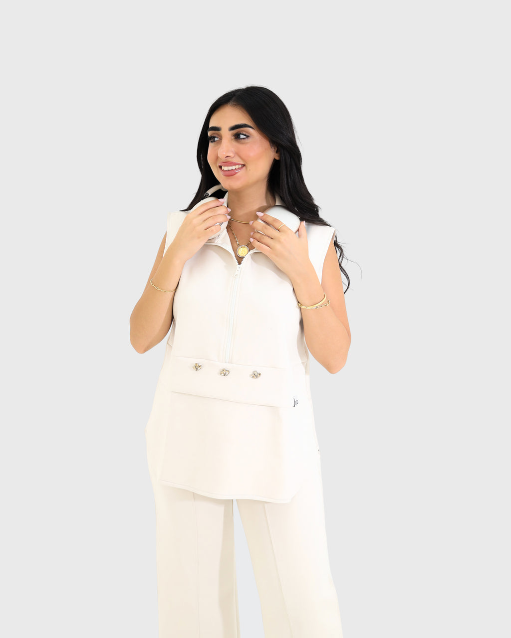 Sleeveless set - Beige