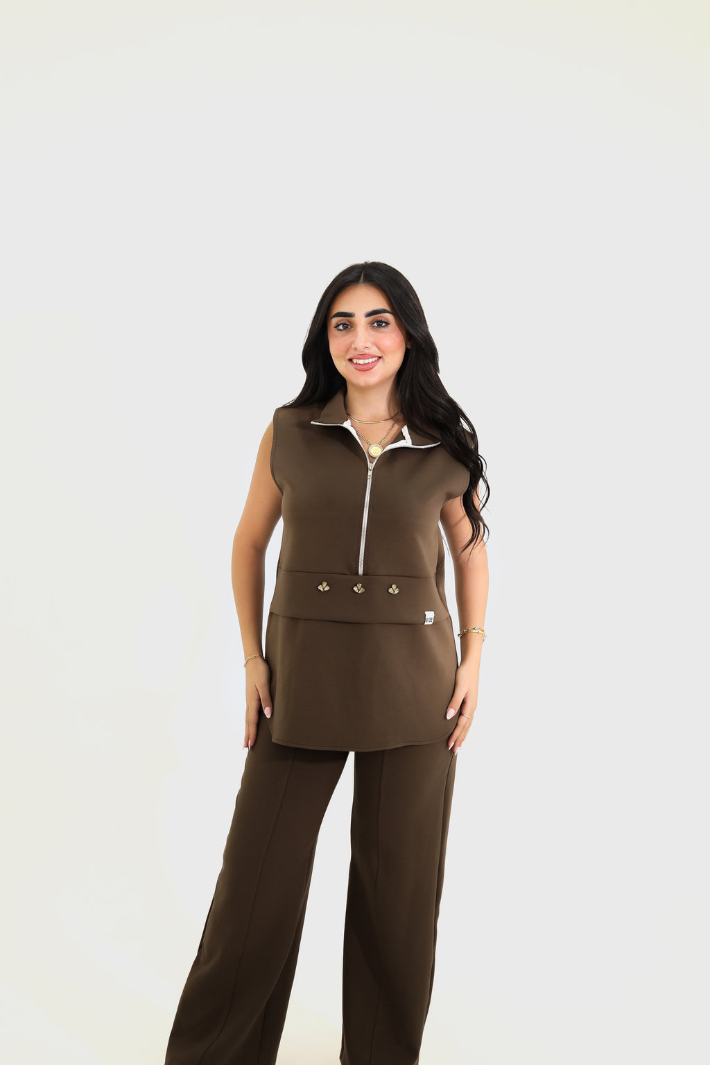 Sleeveless set - Brown