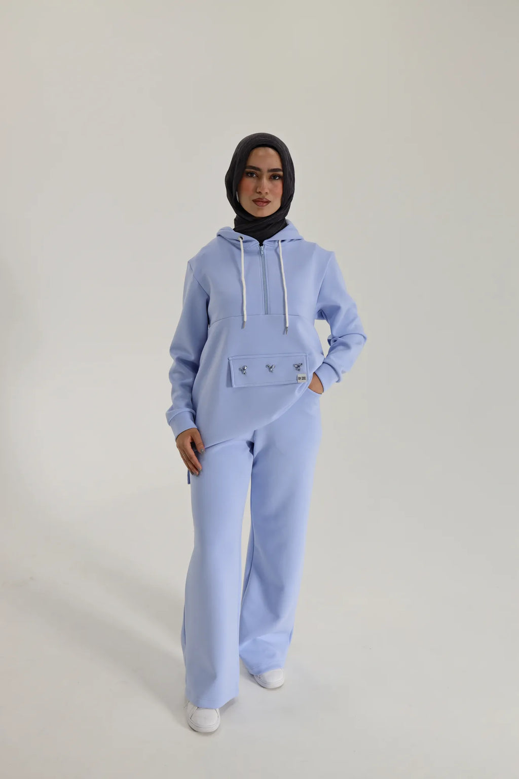 Embellished Scuba - Long Baby Blue
