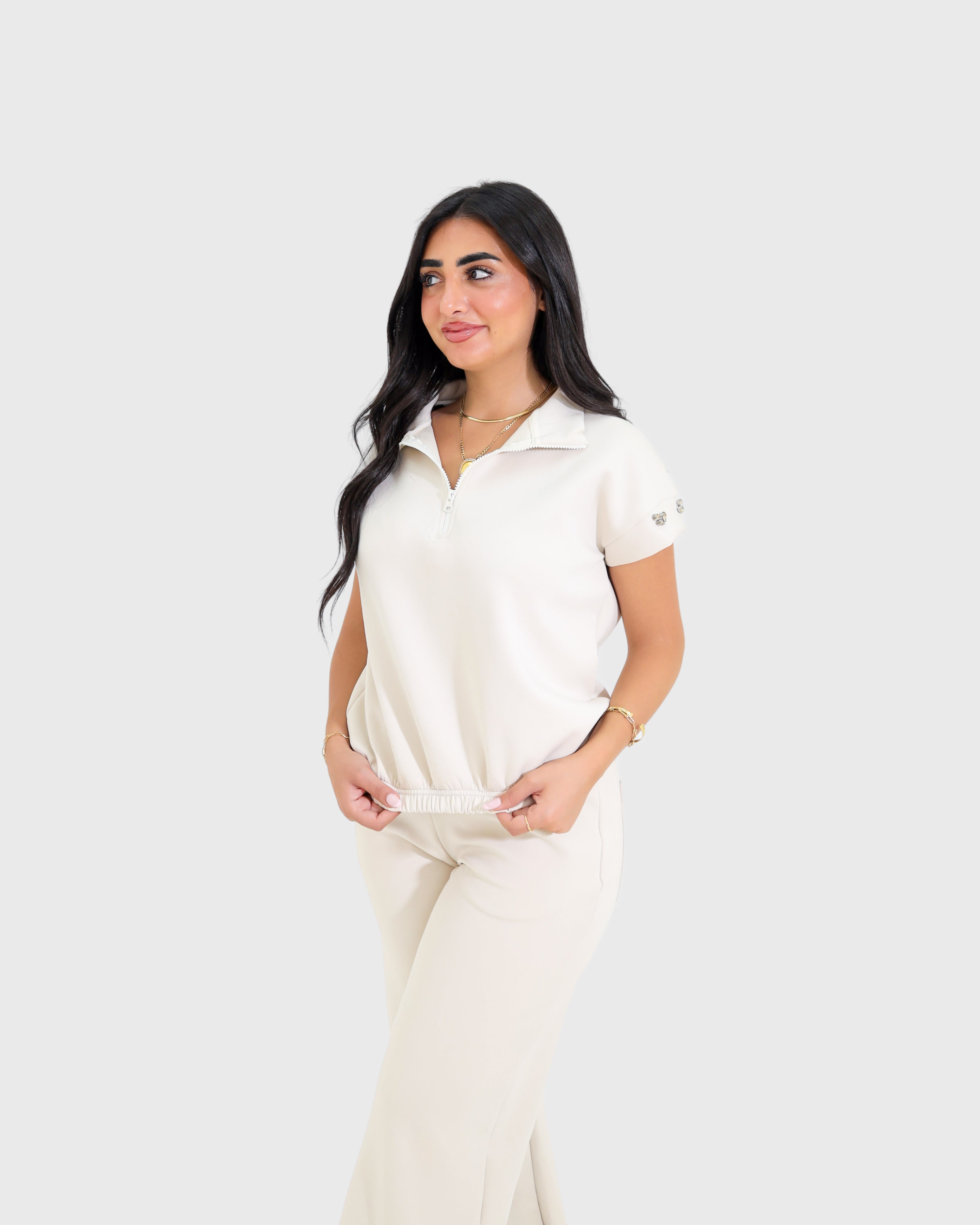 Short sleeved set - Beige