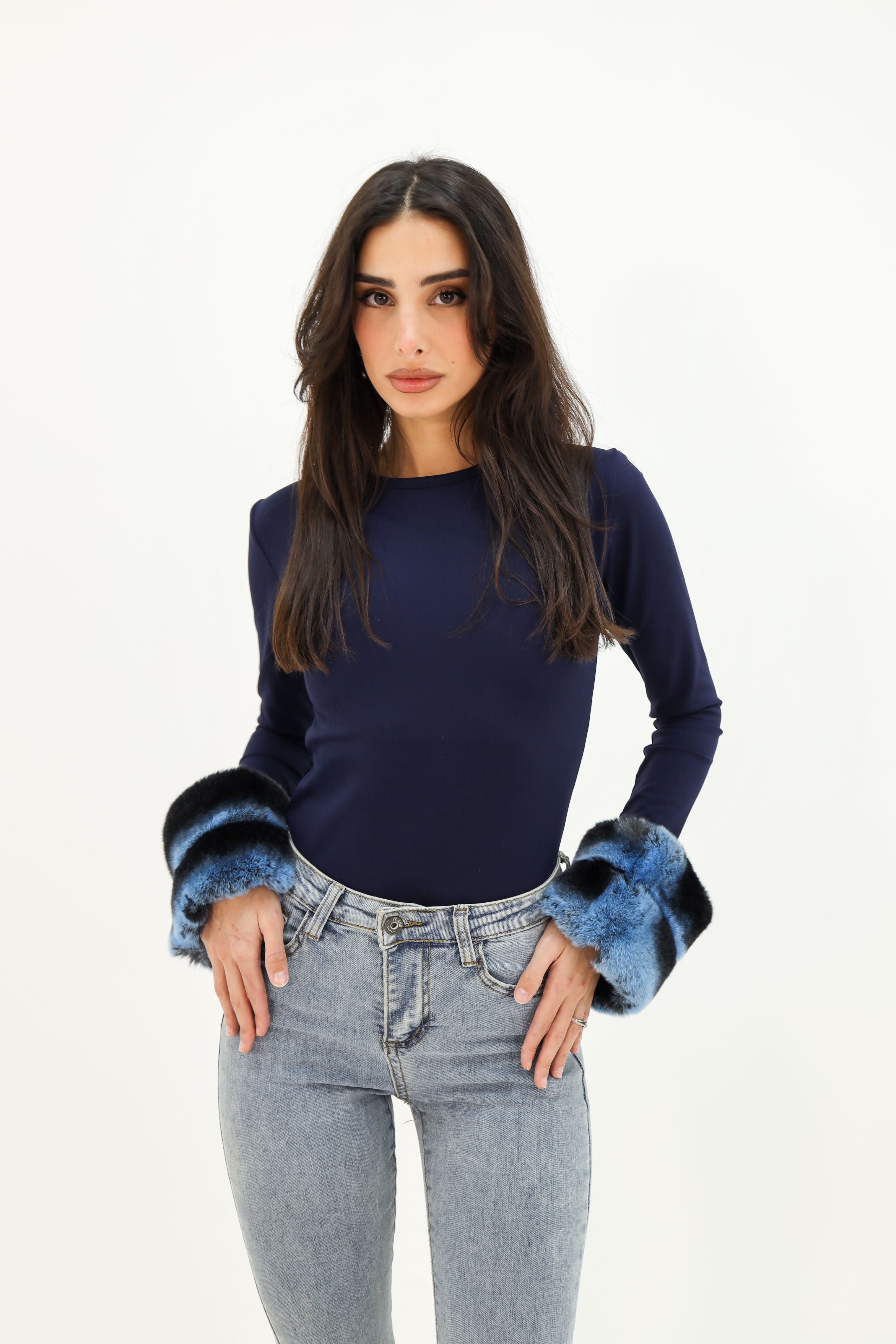 Bodycon Bra Tops - Navy - Fur